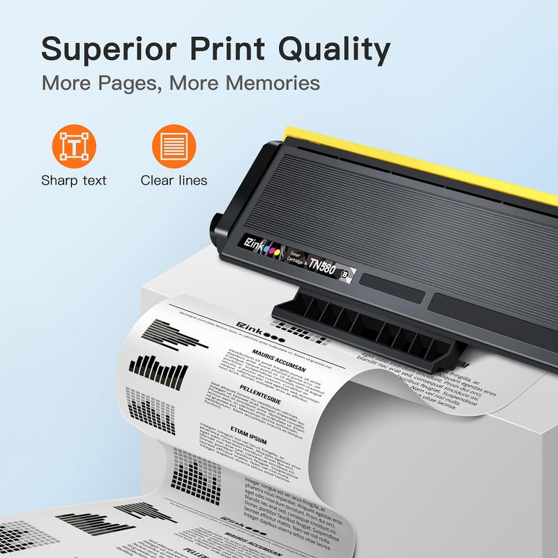 E-Z Ink Compatible Toner Cartridge Replacement for Brother TN580 TN650 TN550 TN620 High Yield Compatible with HL-5370DW HL-5340D DCP-8060 DCP-8065DN HL-5240 HL-5250DN MFC-8660DN (Black, 2 Pack) - Image 4